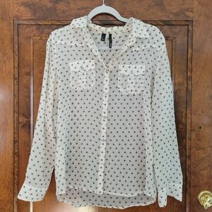MANGO Button down sheer printed blouse